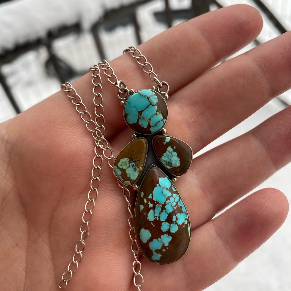 Turquoise and Brown Pendant Necklace